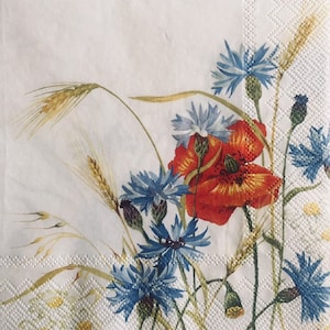 3 serviettes de découpage - Fleurs sauvages dans les champs d’été 13 » x 13 » dépliés
