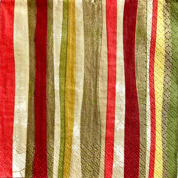 3 Decoupage Beverage Napkins, Autumn Serape Textile Pattern 10" x 10" Unfolded