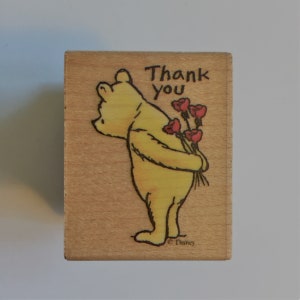 Sello de goma de madera clásico Winnie the Pooh "Thank You" All Night Media 701D usado