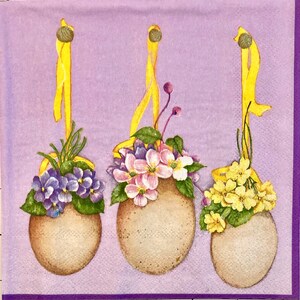 3 servilletas Decoupage, huevos de Pascua florales 13"x 13" desplegados