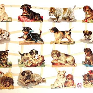 RELIEVES DE RECORTES PERROS Cachorros juguetones (1 hoja) n.° 7327 Troqueles en relieve - Ernst Freihoff GmbH Fabricado en Alemania