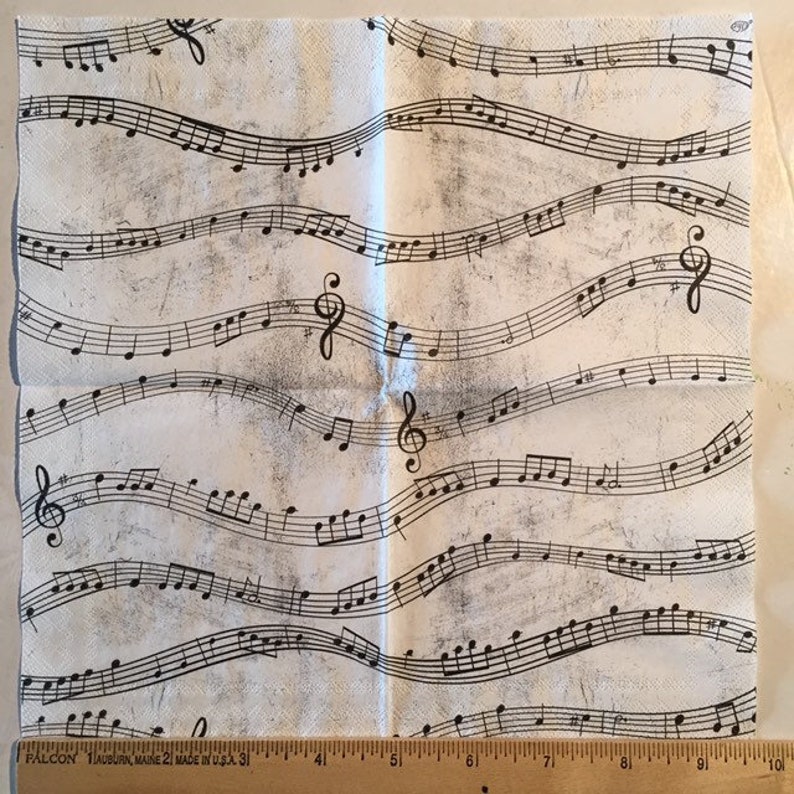 3 Decoupage Beverage Napkins Music Notes Smudge 10 X Etsy