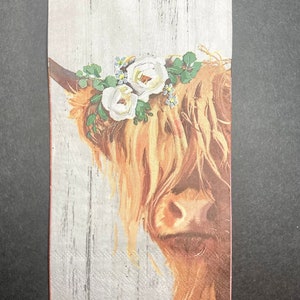 3 Servietten Servietten - Schottische Highland Kuh Blumenkrone 40 x 33 cm