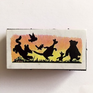 Vintage clásico Winnie-The-Pooh y amigos espuma montada sello de goma usado
