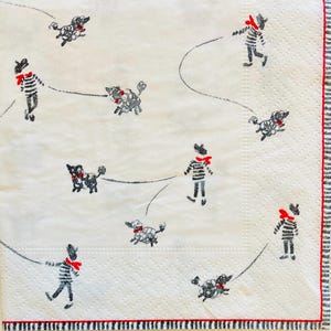 3 Servietten für Decoupage Getränke, Caspari Francois und Fifi Pudel, 25cm x 25cm ungefaltet