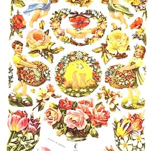 SCRAP RELIEFS Children and Floral LOVE (1 folha) #7022 - Cortes em relevo - Fabricado na Alemanha