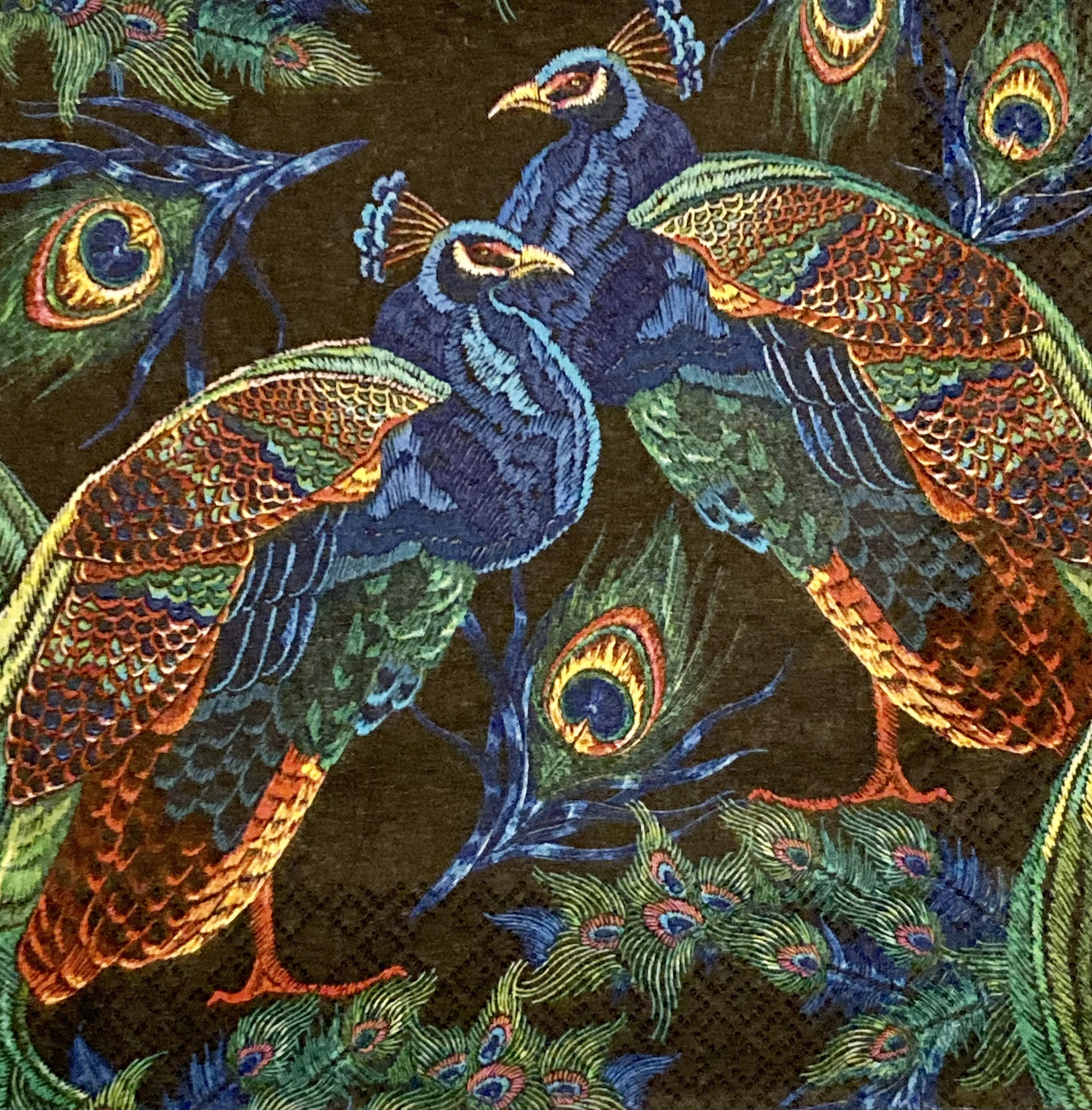 3 x Single Paper Napkins Decoupage Craft Tissue Peacock Royale Blue Bird M149 