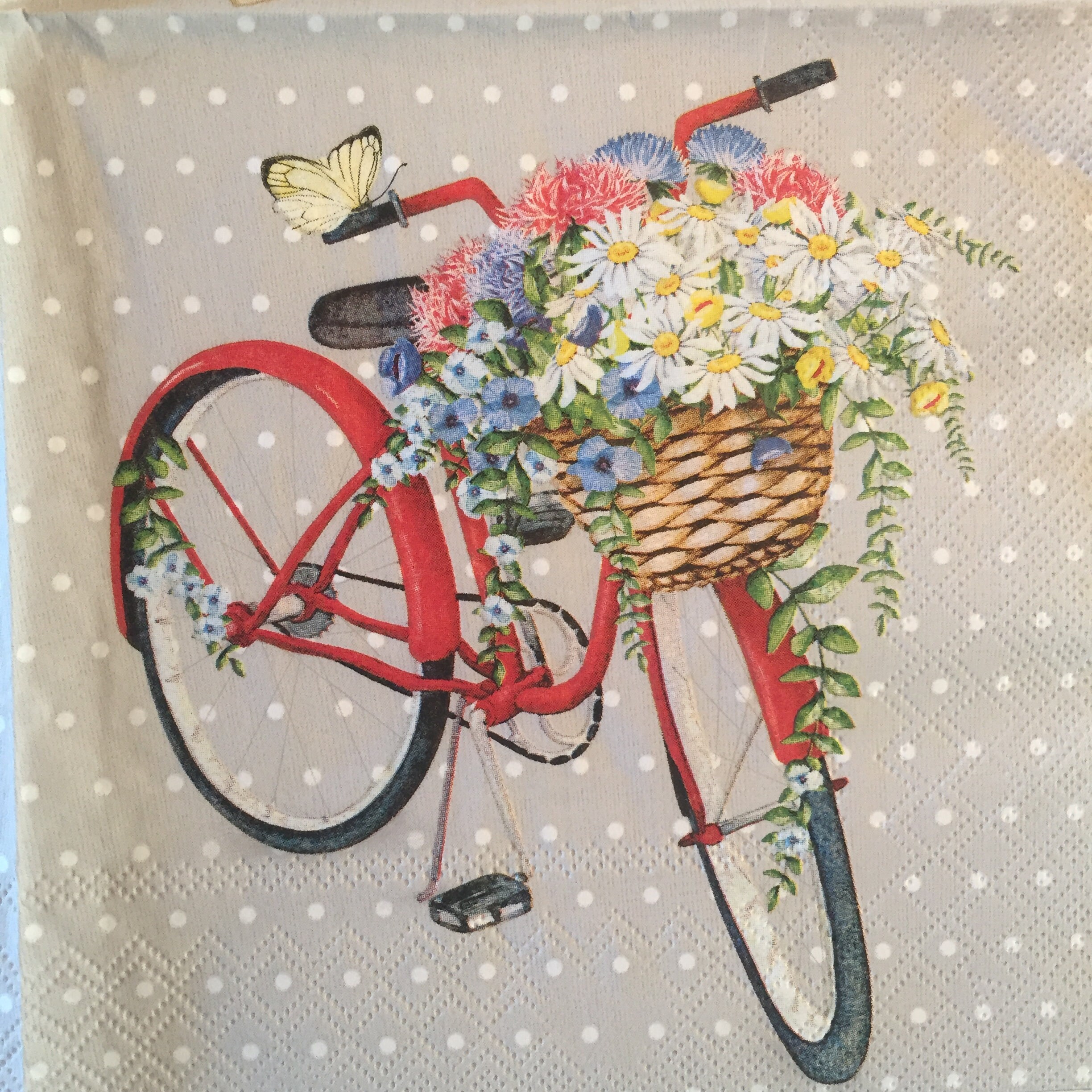 3 Decoupage Napkins Bicycles Baskets Flowers 13 x 13 | Etsy