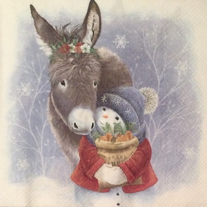 3 serviettes de table, bonhomme de neige Friends Carottes Câline, 13 » x 13 » déplié