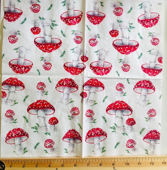 2 single paper napkins decoupage crafts or collection Serviette Forest Mushrooms 