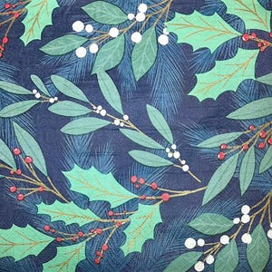 3 Decoupage Napkins, Blue Christmas Holly Mistletoe Berries, 13&quot; x 13&quot; Unfolded