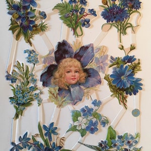 SCHROOTHELDERS Een Blauwe Engel Bloemenfee (1 vel) #7101 Reliëfstansen - Made in Germany
