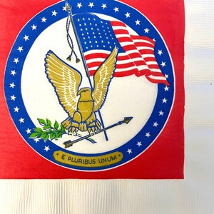 3 Vintage Decoupage Napkins, USA Flag Eagle E Pluribus Unum, 13&quot; x 13&quot; Unfolded