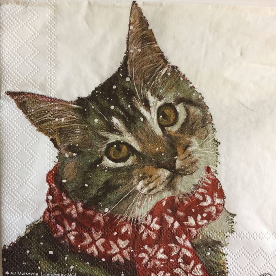 Winter Kitty Beverage Napkins