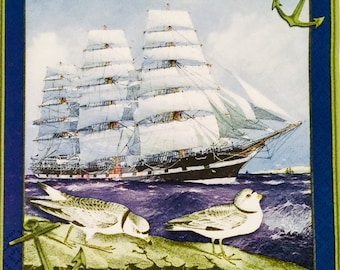 3 Decoupage Mittagessen Servietten, Windjammer Clipper Segelschiff Ozean 13 "x 13" entfaltet