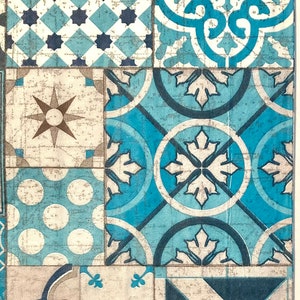 3 Decoupage Hostess Napkins, Beautiful Blue Roman Tiles, 16&quot;x 13&quot; unfolded