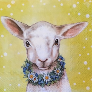3 Decoupage Servietten, Osterfreunde Lamm, 13" x 13" Unfolded