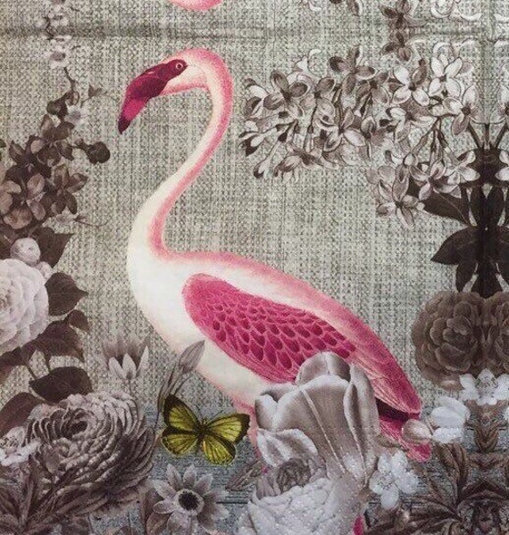 4 x Single Christmas Flamingo Winter Tissue Paper 3 Ply Napkins Decoupage