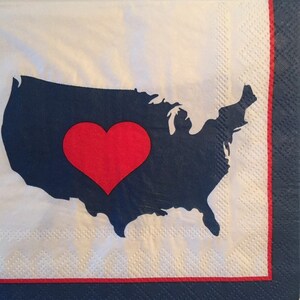 3 Decoupage Getränke Servietten, ich Herz USA Karte von Amerika 10 "x 10"