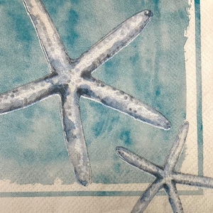 3 tovaglioli per bevande decoupage, stella marina blu mare, 25,4 x 25,4 cm aperto
