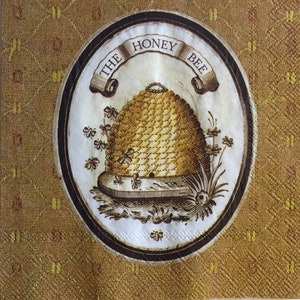 3 decoupage drankservetten, The Honey Bee Beehive, 10" x 10" ongevouwen