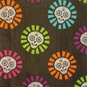 3 Decoupage Napkins - Día De Los Muertos Day of the Dead Calavera Skulls, 13&quot; x 13&quot;