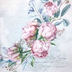 3 Servietten Servietten, zarte rosa Kletterrosen, 33 x 33 cm, ungefaltet