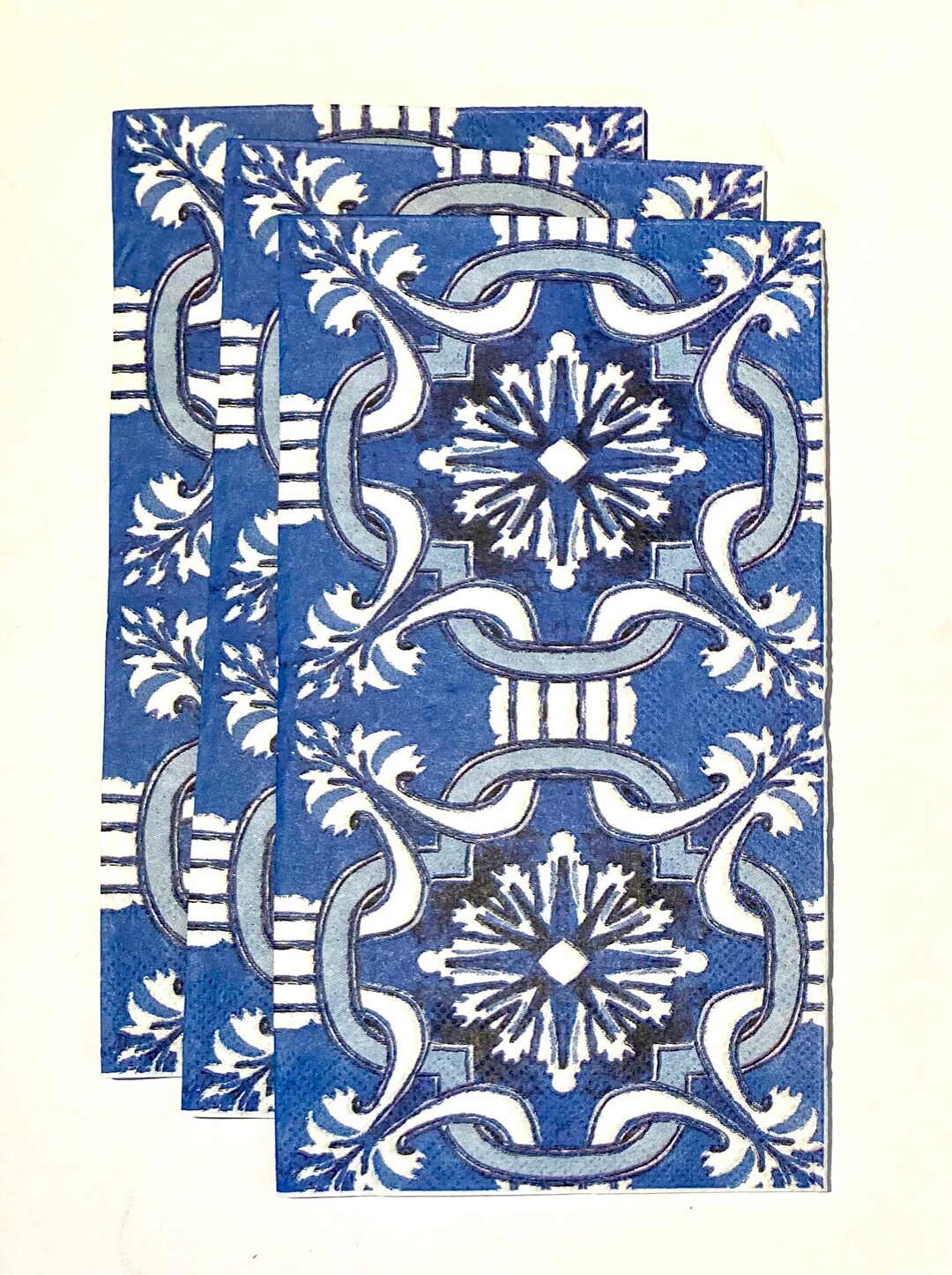 3 Decoupage Hostess Napkins Beautiful Blue White Continuous Etsy