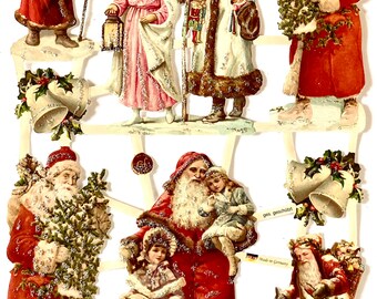 SCRAP RELIEFS Vintage Christmas Primitive Santa Claus Sleigh - Etsy