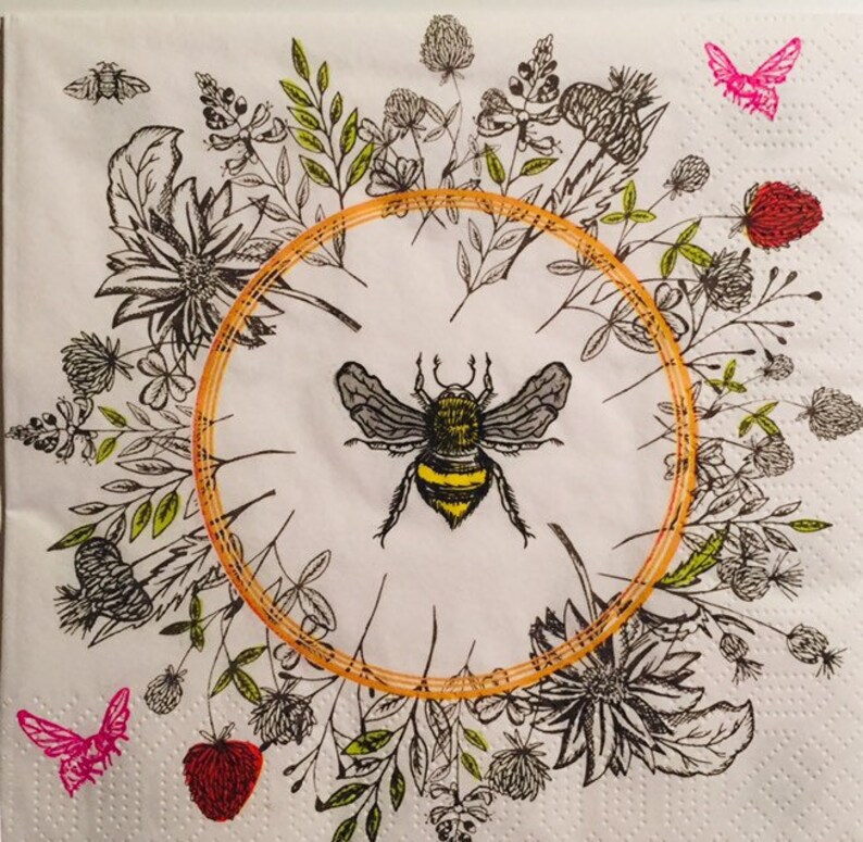 3 Decoupage Napkins Honey Bee Loved 13 X 13 Etsy