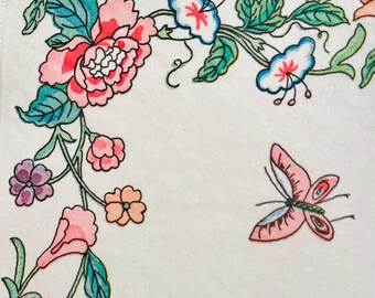3 Decoupage Beverage Napkins, Authentic Vintage Flowers Butterfly Chinese Garden Metropolitan Museum of Art, 10" x 10" Unfolded