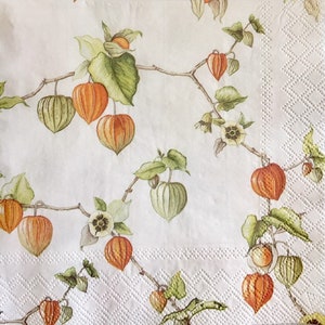 3 Decoupage Luncheon Napkins, Gooseberries Fruit 13&quot; x 13&quot; Unfolded