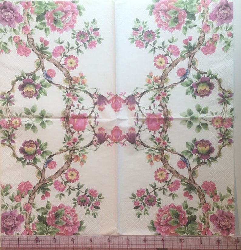 3 Decoupage Napkins Japanese Blossoms Flowers Branches Etsy