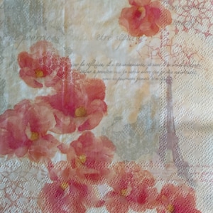 3 decoupage servetten, getinte dromen van Parijs 13 "x 13" uitgevouwen