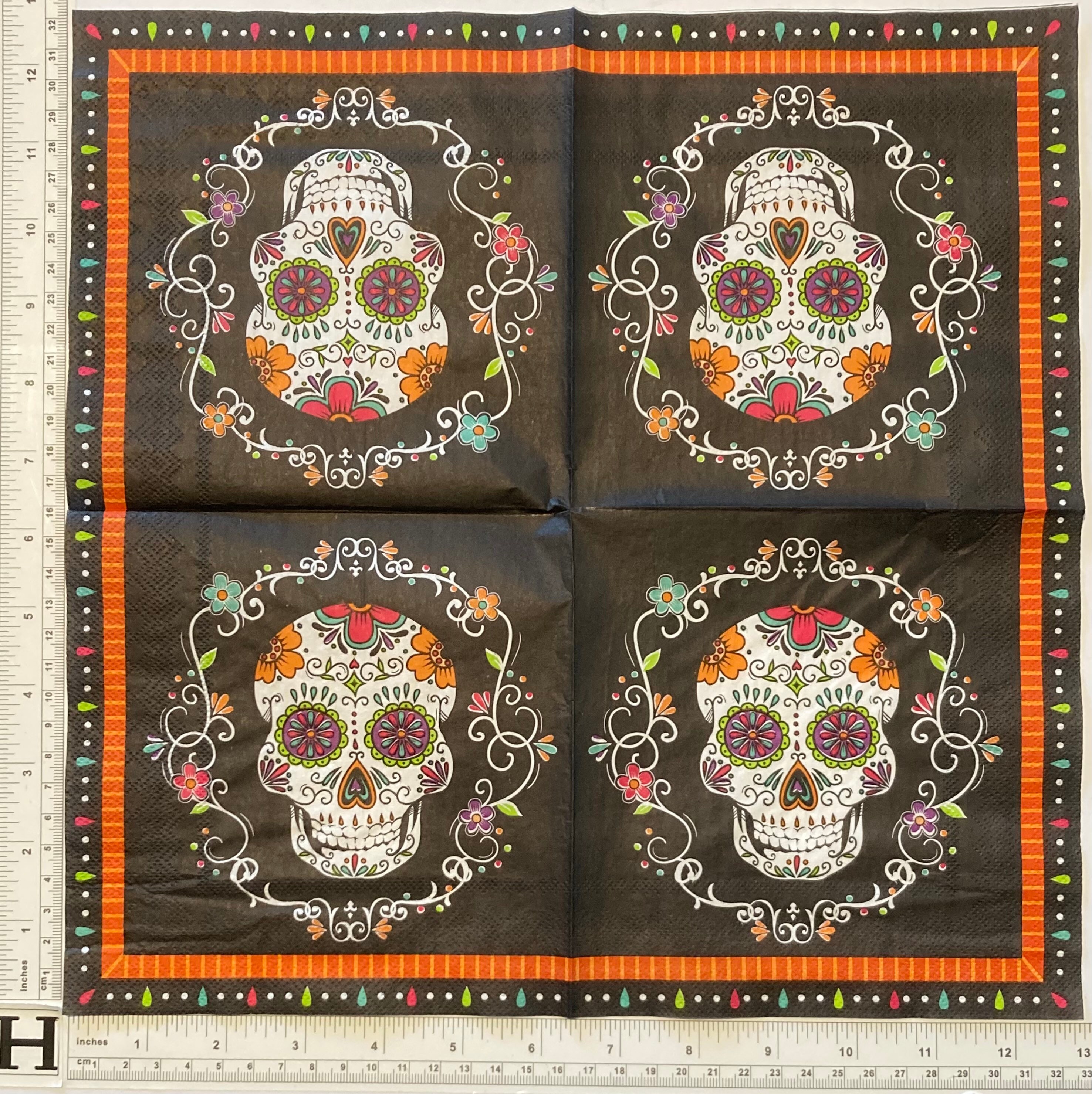 3 Decoupage Napkins - Four Día De Los Muertos Day of the Dead Calavera ...