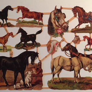 Farm Horses SCRAP RELIEFS (1 hoja) #7226 - Cortes de troquel en relieve - Hecho en Alemania