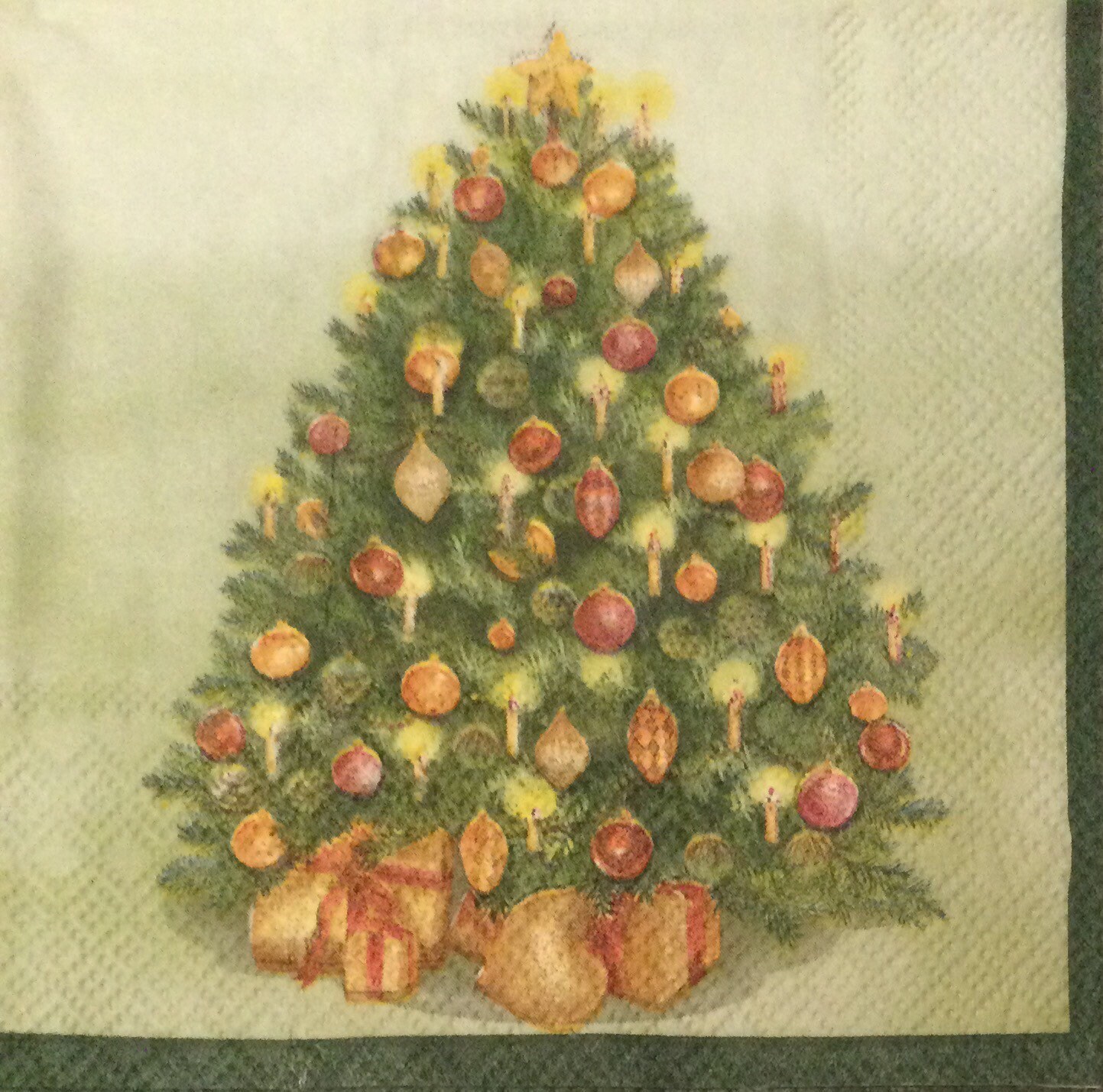 3 Decoupage Beverage Napkins - Christmas Tree, 10" x 10" Unfolded