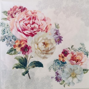 3 Servietten, romantische Spitze Rose blüht, 13 &quot;x 13&quot; entfaltet