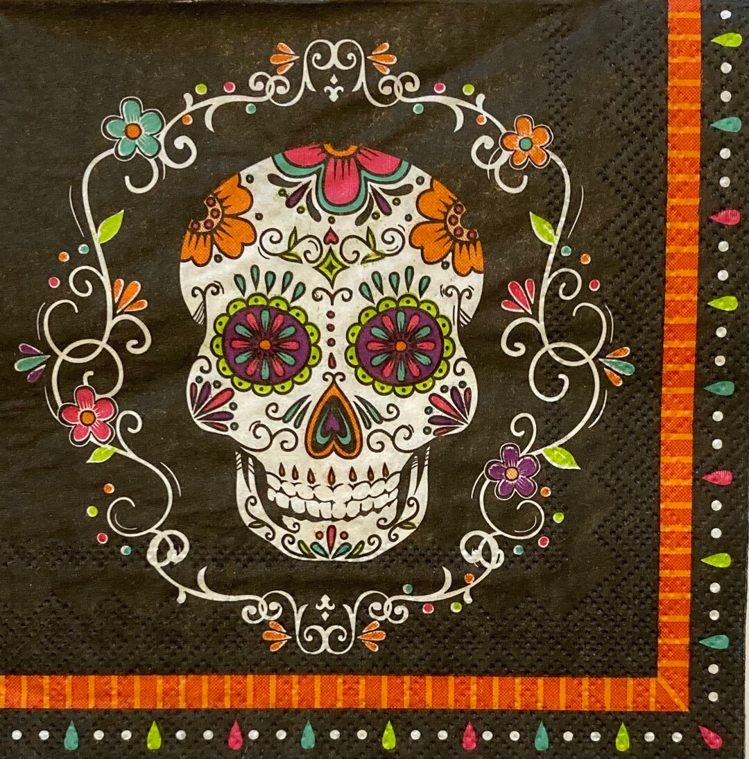 3 Decoupage Napkins - Four Día De Los Muertos Day of the Dead Calavera ...