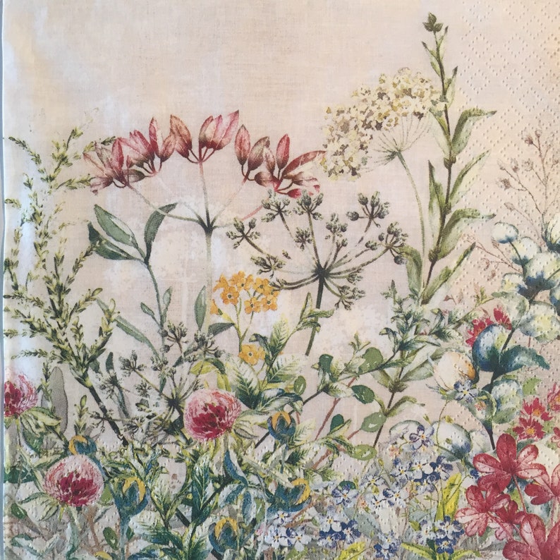 3 Decoupage Napkins Spring Wildflowers Meadow Etsy