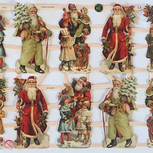 SCRAP RELIEFS 10 Vintage Primitive Papai Noel (1 folha) #7313 Cortes em relevo - Ernst Freihoff GmbH Fabricado na Alemanha