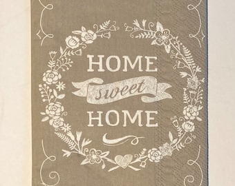 3 Decoupage Hostess Napkins, Home Sweet Home 16" x 13" Unfolded