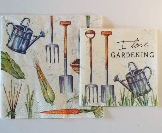 3 Decoupage Getränkeservietten, I Love Gardening Message, 10 x 10 Unfolded | Bilder