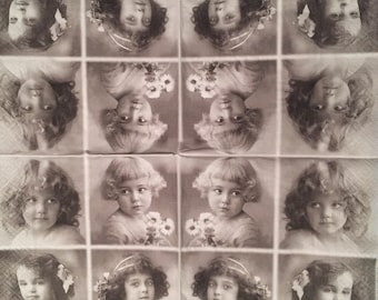 3 x Single Paper Napkins For Decoupage Sagen Vintage Girl Photo Easter Eggs N423 
