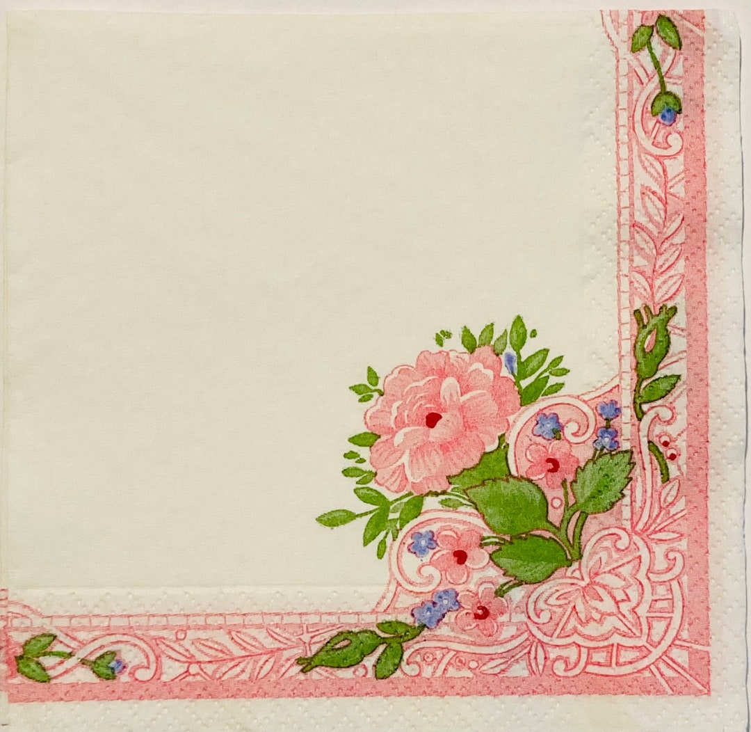 3 Decoupage Beverage Napkins Authentic Vintage Pink Floral Etsy Singapore