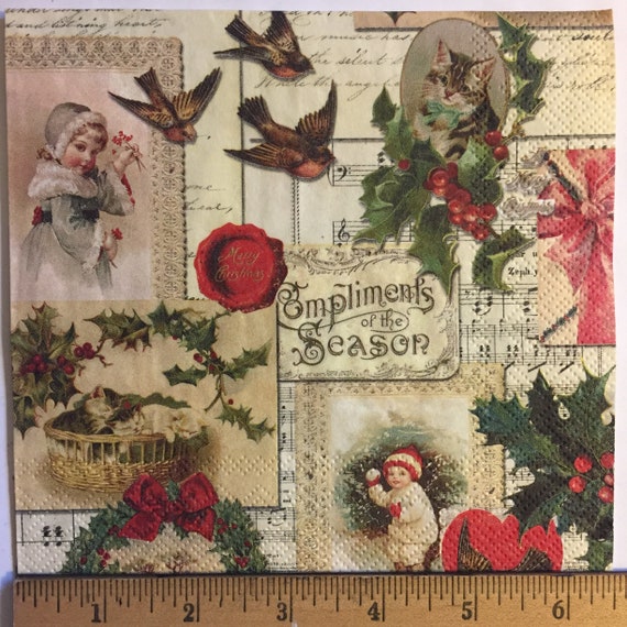 X106 Woodland raccoon Xmas Christmas 4 Single paper decoupage napkins
