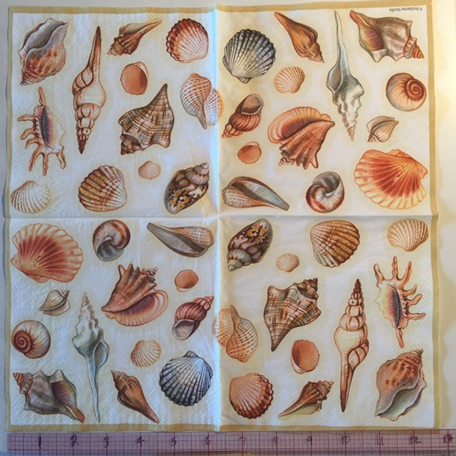 3 Decoupage Napkins Shells of the Sea 13 X 13 Etsy