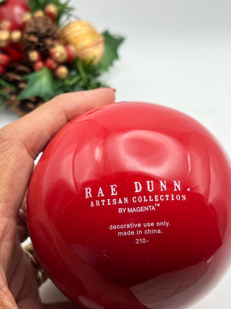 Rae Dunn by Magenta Red 4” Collectible Christmas Ceramic Ornament NOEL ...