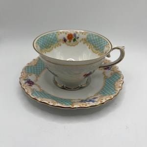 Vintage Schumann Bavaria Germany Demitasse Footed Teacup and Saucer Set