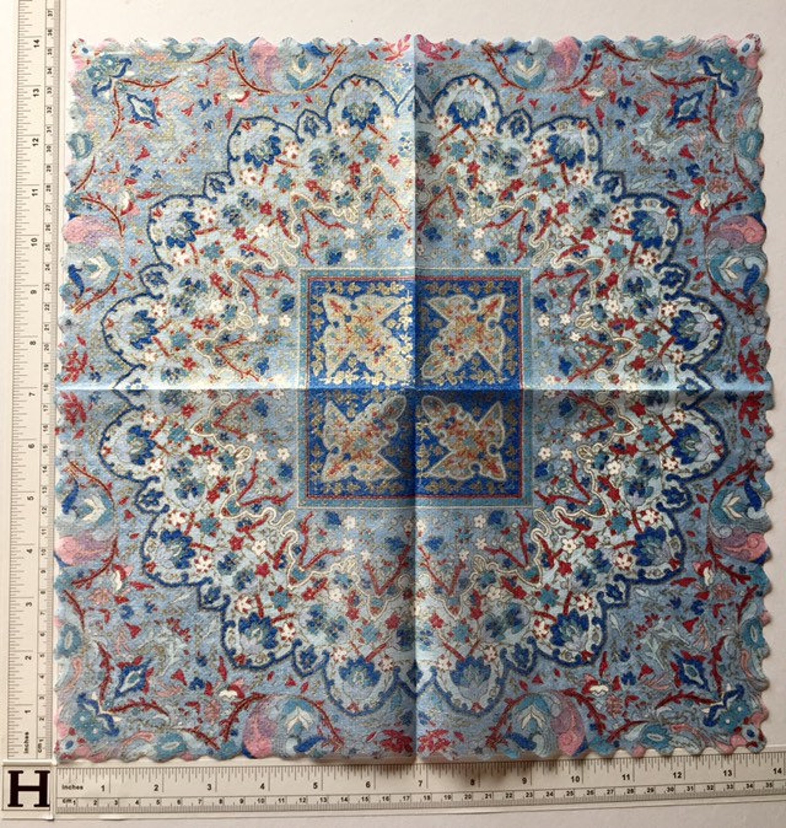 3 Decoupage Rice Paper Napkin Japanese Intricate Blue Mandala Etsy